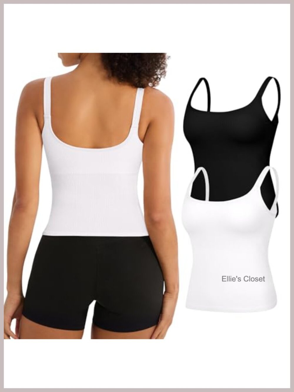 2 Pack Women's U Back Workout Tank Tops with Built in Sports Bra Seamless Ribbed
